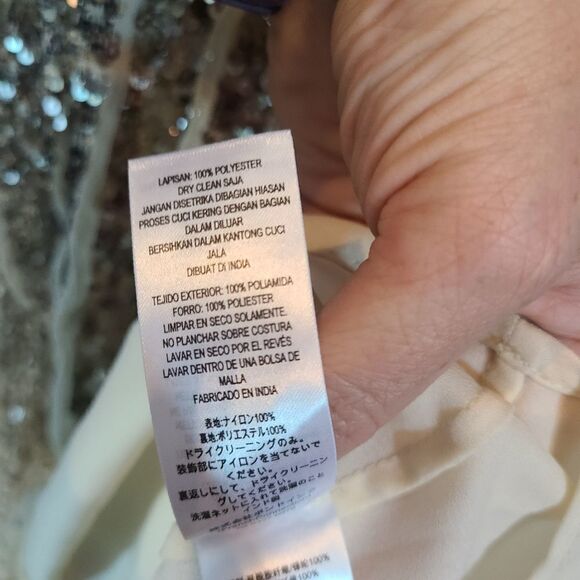 French Connection Aello Sequin Halter Neck Dress, Size 10 in Gold Gunmetal - Picture 7 of 7